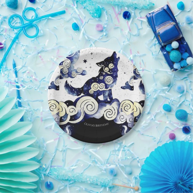 Assiettes En Carton Aquarelle Whimsy Wolf Anniversaire (Fête)