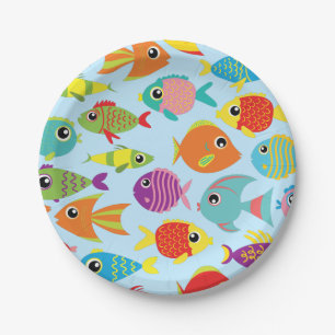 Assiettes En Carton Aquarium de poisson 1er Plaques d'anniversaire