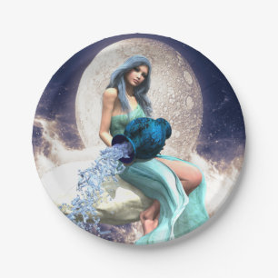Assiettes En Carton Aquarius - Une femme qui verse de l'eau d'un Jug