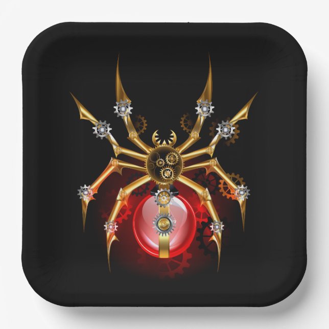 Assiettes En Carton Araignée en vapeur noire (Recto)