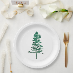 Assiettes En Carton Arbre à pin d'eau Noël moderne