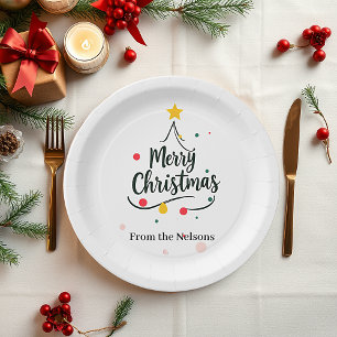 Assiettes En Carton Arbre abstrait de Noël joyeux minimaliste