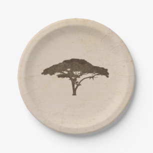Assiettes En Carton Arbre Acacia Safari Africain Mariage Vintage