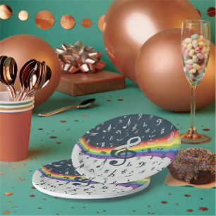 Assiettes En Carton Arbre Clé Vague Couleurs Arc-en-ciel