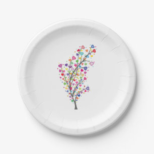 Assiettes En Carton Arbre d'amour et d'harmonie