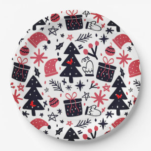 Assiettes En Carton Arbre De Noël, Cadeaux Et Décorations