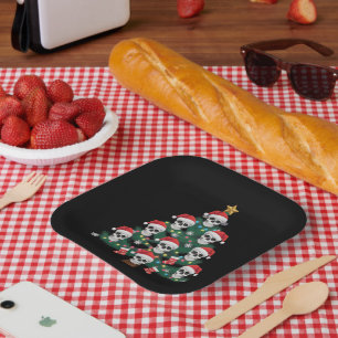 Assiettes En Carton Arbre de Noël crâne Pantalon de pyjama Cool squele