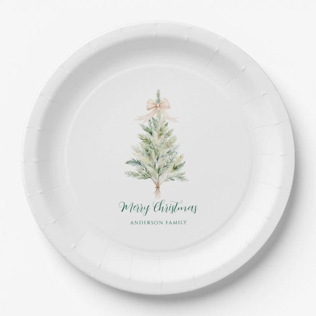 Assiettes En Carton Arbre de Noël élégant personnalisé  (Devant)