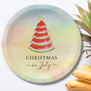 Assiettes En Carton Arbre de Noël en pastèque Noël en juillet