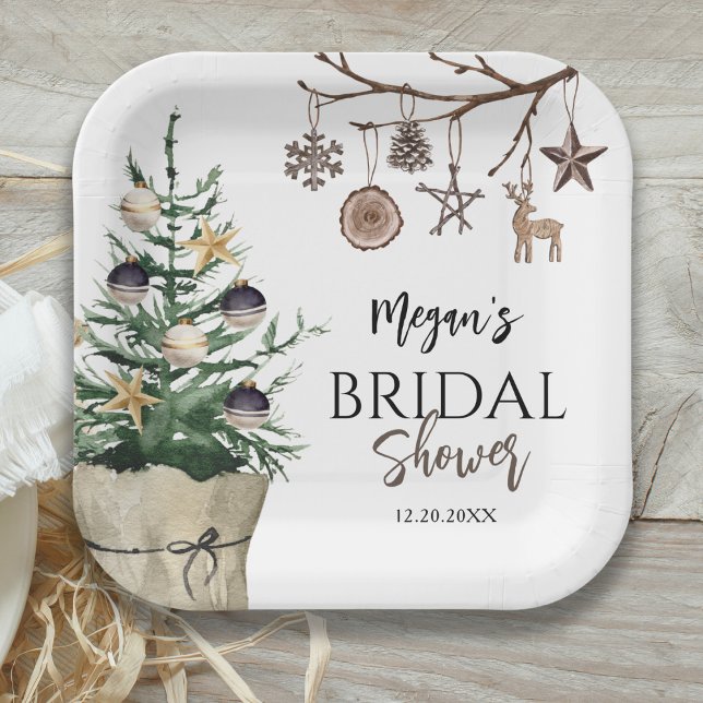 Assiettes En Carton Arbre de Noël | Fête des mariées d'hiver Boho (Créateur téléchargé)