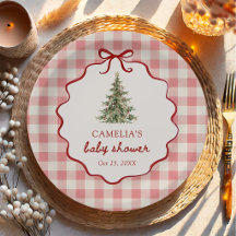 Arbre de Noël Gingham Rouge Baby Shower