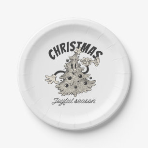 Assiettes En Carton Arbre de Noël Saison Joyeuse