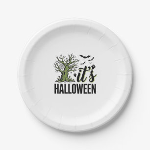 Assiettes En Carton Arbre d'Halloween C'est Halloween Vintage Épouvant