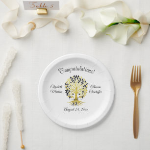 Assiettes En Carton Arbre d'or de la vie Mariage sophistiqué intempore