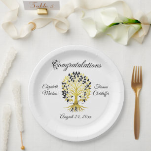 Assiettes En Carton Arbre d'or de la vie Mariage sophistiqué intempore