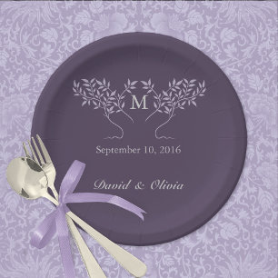 Assiettes En Carton Arbre du Mariage d'aubergine vivant