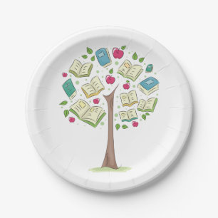 Assiettes En Carton Arbre éducatif de connaissances avec des livres
