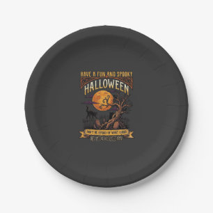 Assiettes En Carton Arbre effrayant Halloween pleine lune chat noir ci
