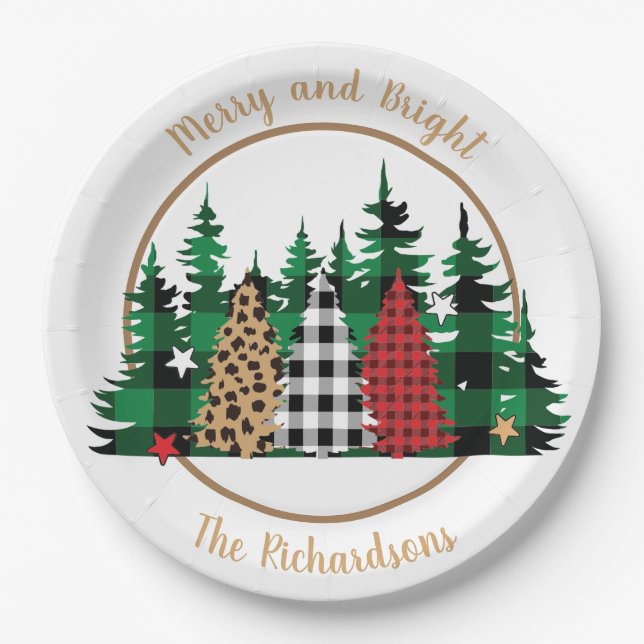 Assiettes En Carton Arbre Empreinte de léopard Joyeux et Bright Buffal (Devant)