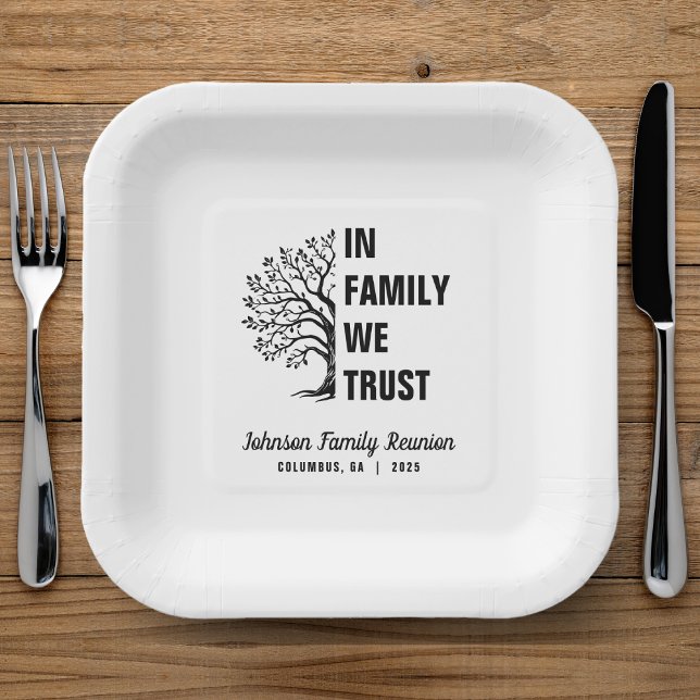 Assiettes En Carton Arbre Familial En Famille Nous Confions La Réunion (In Family We Trust Family Reunion Paper Plate)