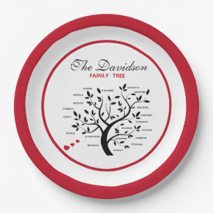 Assiettes En Carton Arbre généalogique personnalisé (20 noms)