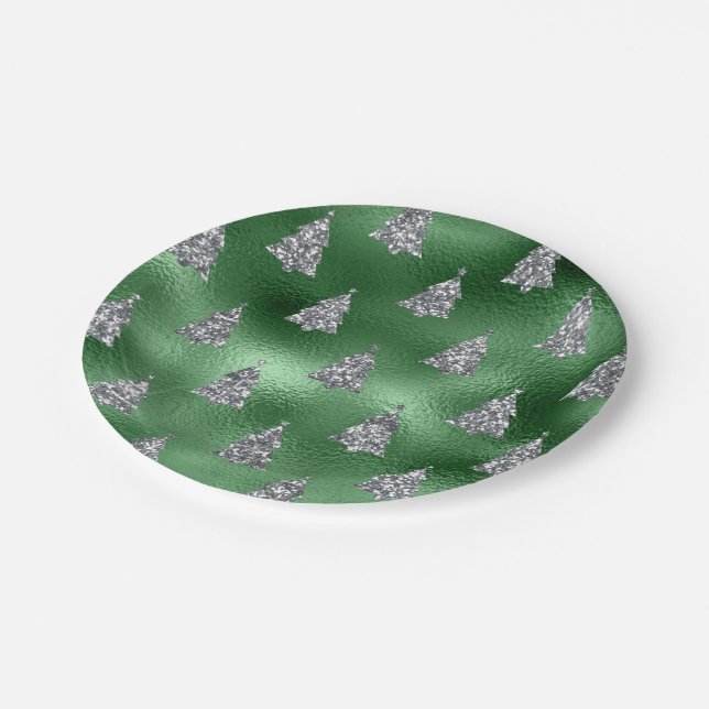 Assiettes En Carton Arbres d'argent (Angle)