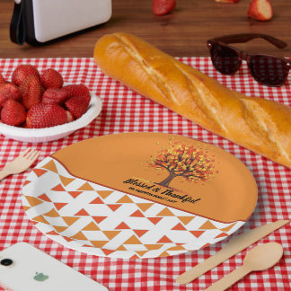 Assiettes En Carton Arbres d'automne dorés Joyeux remerciement de Than