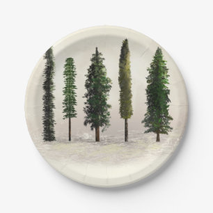 Assiettes En Carton Arbres de la forêt verte vintage mariage rustique
