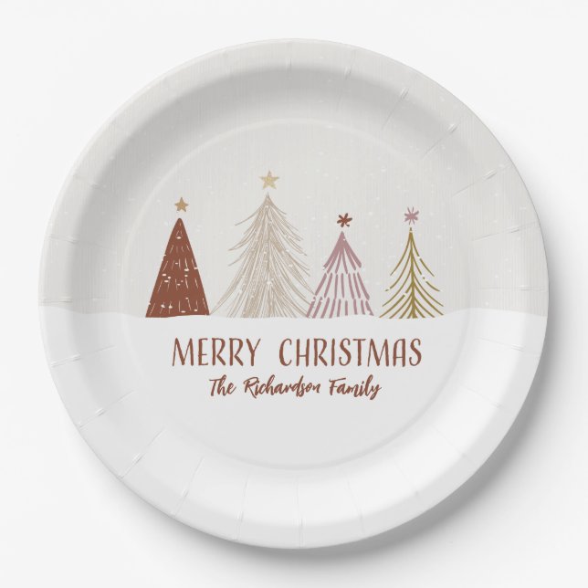 Assiettes En Carton Arbres de Noël festifs et joyeux Chic de fête de f (Devant)