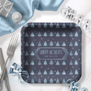 Assiettes En Carton Arbres de Noël Motif Blue ID863