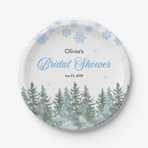 Assiettes En Carton Arbres de pin d'hiver Flocons de neige Shower de m