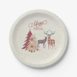 Assiettes En Carton Arbres de plaid de Joyeux Noël, plaque à papier