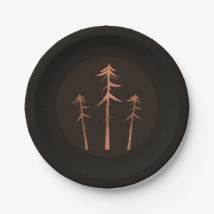 Assiettes En Carton Arbres Hauts en Bronze de Cuivre Mariage Rustique