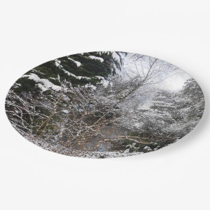 Assiettes En Carton Arbres neigeux