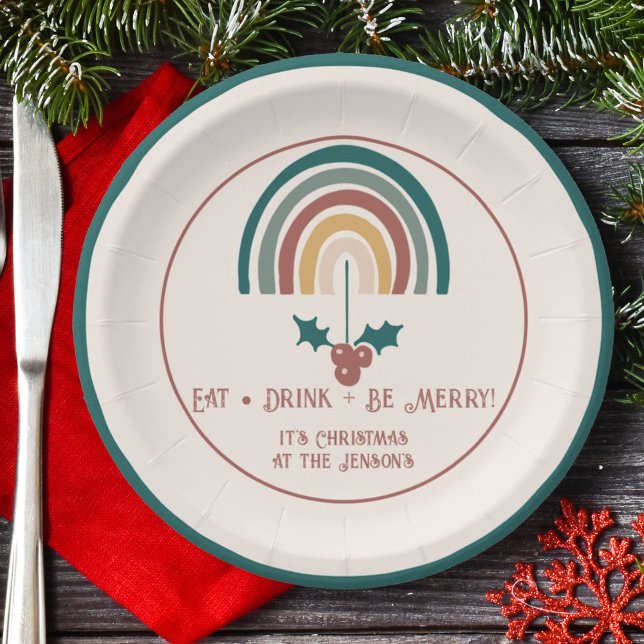 Assiettes En Carton Arc arc-en-ciel de Noël Boho (Créateur téléchargé)