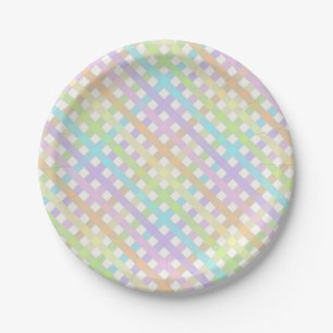 Assiettes En Carton Arc-en-ciel coloré Pastel doux En vichy Plaid