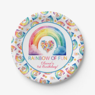 Assiettes En Carton Arc-en-ciel de l'aquarelle amusante Plaques d'anni