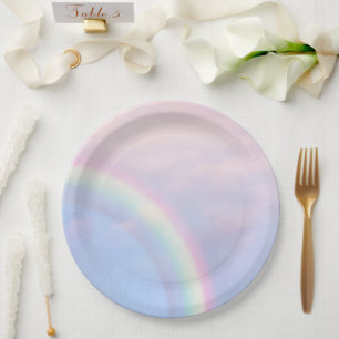 Assiettes En Carton Arc en ciel d'espoir - pastel,