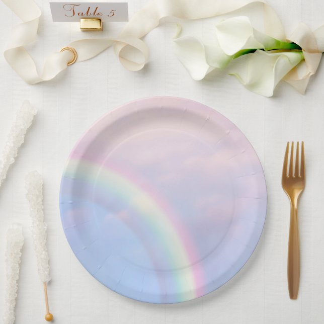 Assiettes En Carton Arc en ciel d'espoir - pastel, (Mariage)