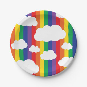 Assiettes En Carton Arc-en-ciel et fête d'anniversaire mignonne de