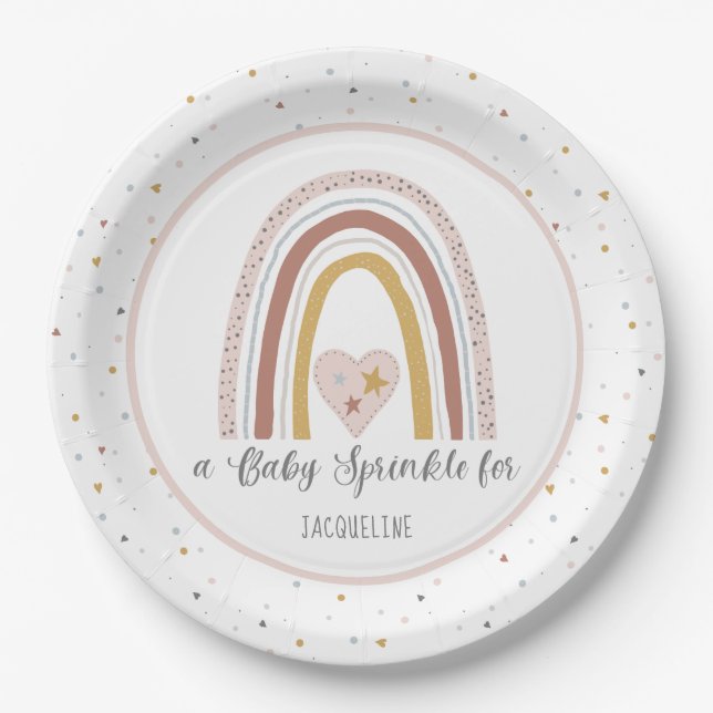 Assiettes En Carton Arc en ciel moderne Dusty Pink Gold Girl Sprinklin (Devant)