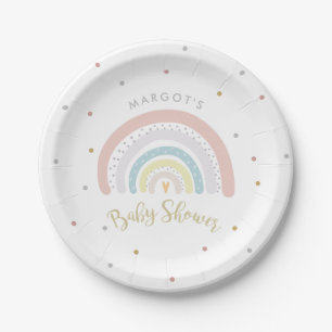 Assiettes En Carton Arc-en-ciel neutre en Baby shower arc-en-ciel
