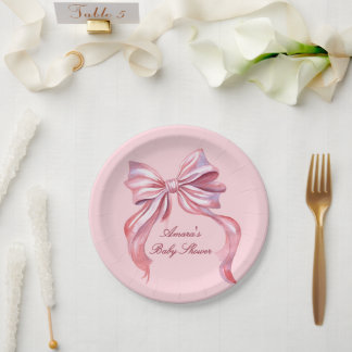 Assiettes En Carton Arc-en-ciel Rose Élégant Fille Baby Shower