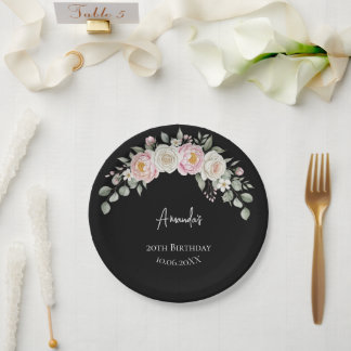 Assiettes En Carton Arc floral élégant Anniversaire personnalisé