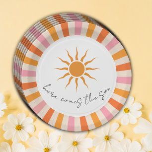 Assiettes En Carton Arch Retro Voici Le Baby shower Fils