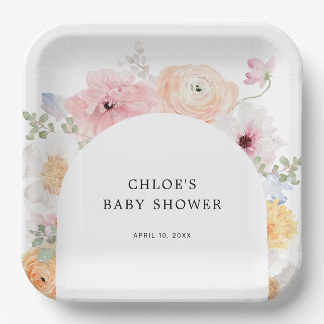 Assiettes En Carton Arche florale Pastel aux couleurs douces (Recto)