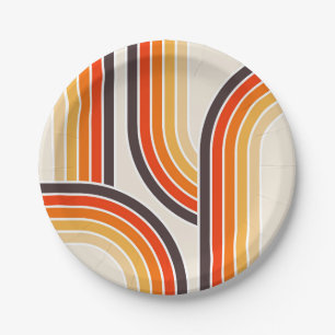 Assiettes En Carton Arcs et lignes rétro colorés