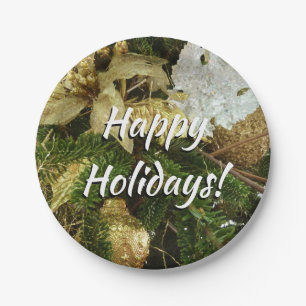 Assiettes En Carton Argent et or Noël Arbre II