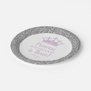 Assiettes En Carton Argent Lavender Crown Tiara Girl'Princess Annivers
