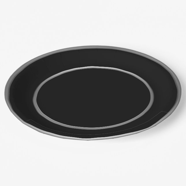 Assiettes En Carton Argent noir (Angle)